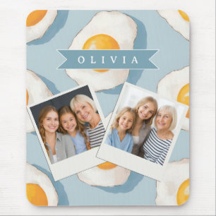 Personalized Fried Egg Pattern Fun Blue Funny Mouse Pad
