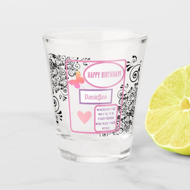 Personalized Friend Happy Birthday Gift Shot Glass (Front)
