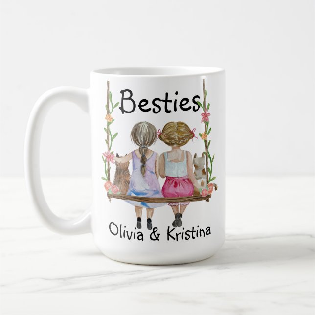 Personalized Friend Name Gift Mug Bestie Girls Cat (Left)