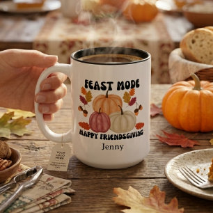 Personalized Friendsgiving Feast Mode Two-Tone Coffee Mug