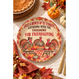 Personalized Friendsgiving Turkey Paper Dinner Pla Plate