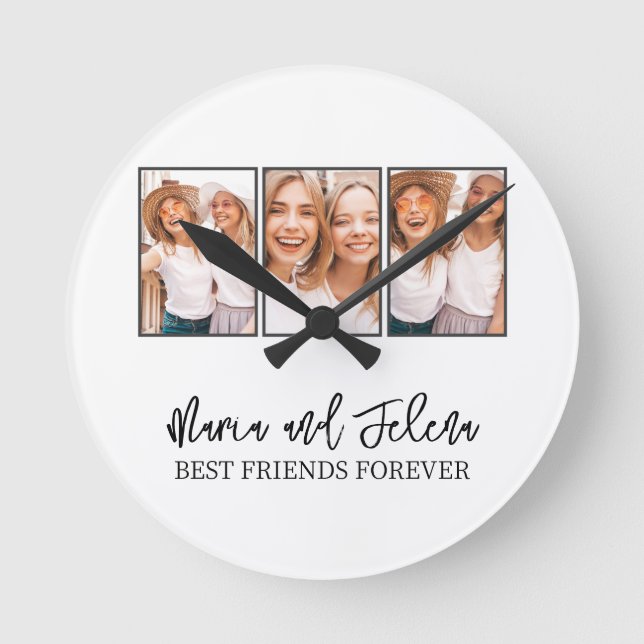 Personalized Friendship BFF Photo Template Round Clock (Front)