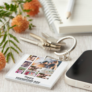 Personalized Friendship Day 8 Photo Collage   Keychain