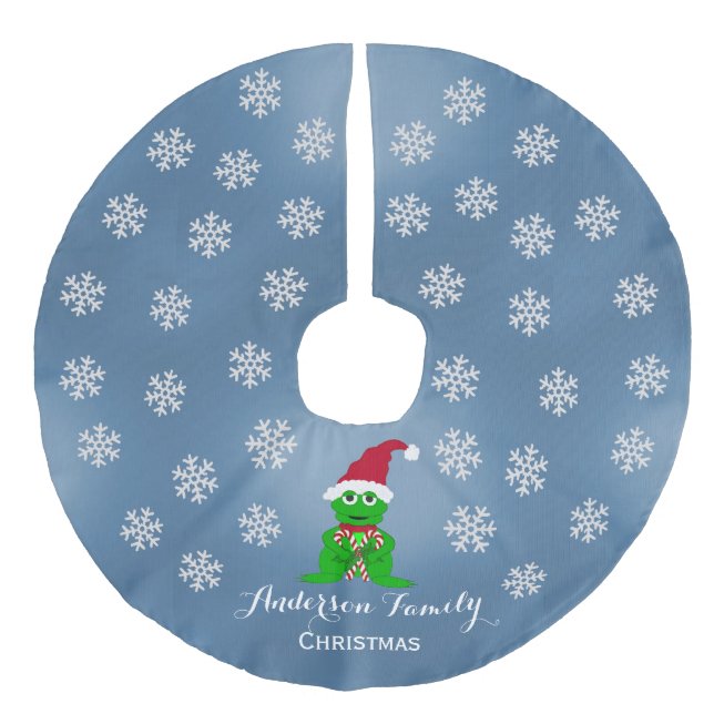 Personalized Frog Christmas Tree Skirt (Front)