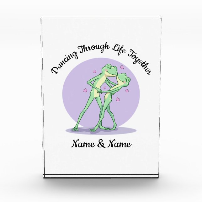 Personalized Frog Couple Acrylic Block (Front)