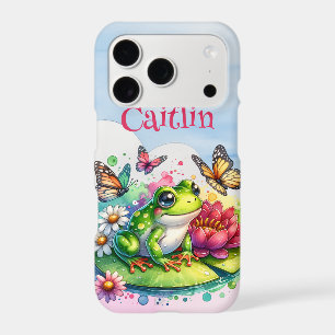 Personalized Frog, Flowers and Butterflies