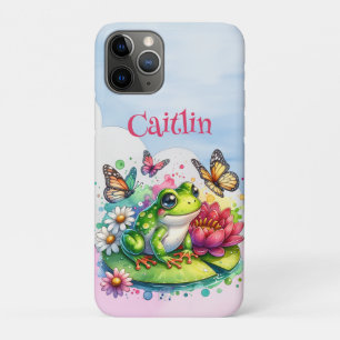 Personalized Frog, Flowers and Butterflies iPhone 11 Pro Case