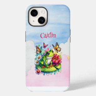 Personalized Frog, Flowers and Butterflies iPhone 14 Case