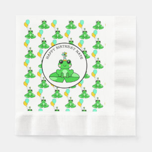 Personalized Frog Happy Birthday Napkin