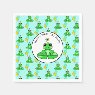 Personalized Frog Happy Birthday Napkin
