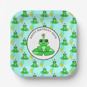 Personalized Frog Happy Birthday Paper Plate