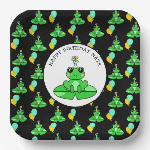 Personalized Frog Happy Birthday Paper Plate