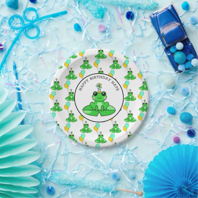 Personalized Frog Happy Birthday Paper Plate (Party)