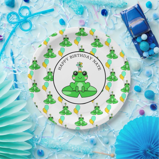 Personalized Frog Happy Birthday Paper Plate (Party)