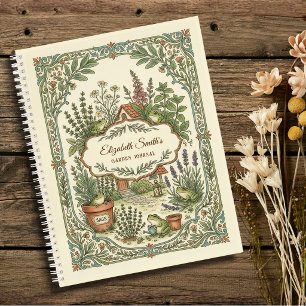 Personalized Frog Herb Cottage Garden Notebook 