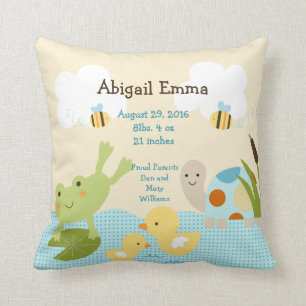 Personalized Frog in a Pond/Turtle Pillow Keepsake