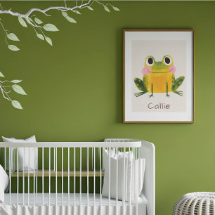 Personalized Frog Nursery Name Wall Art Poster