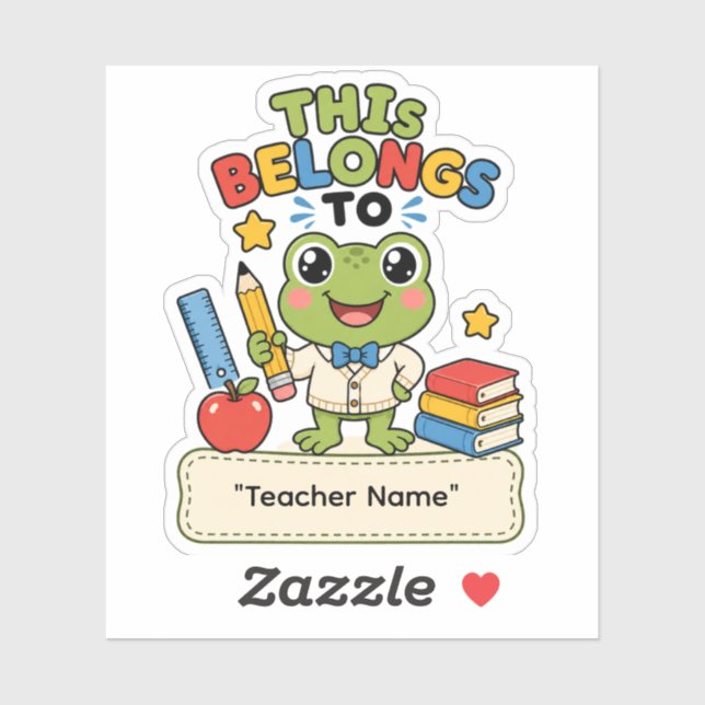 Personalized Frog School Name Sticker (Sheet)
