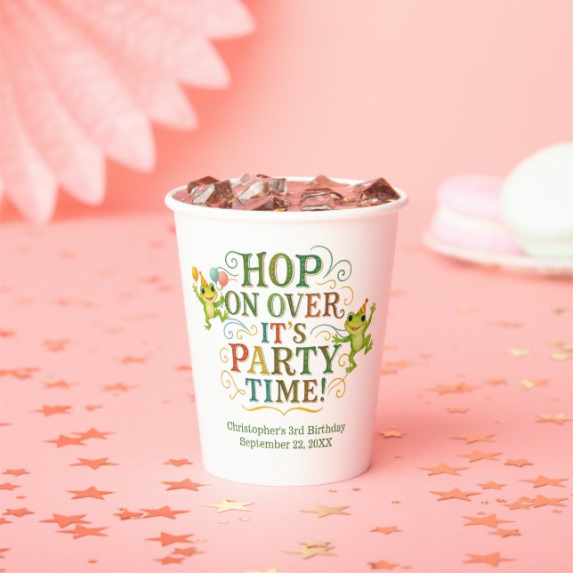 Personalized Frog Toddler Kids Boy Girl Birthday Paper Cups (Insitu)