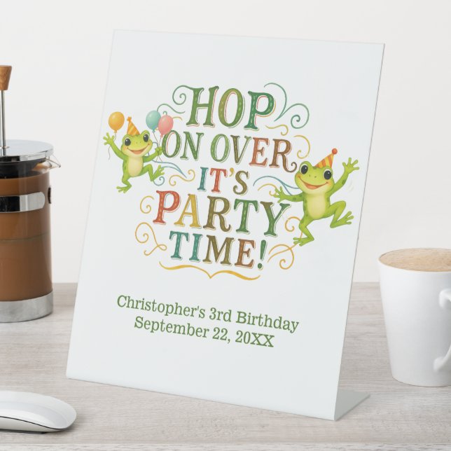 Personalized Frog Toddler Kids Boy Girl Birthday Pedestal Sign (In SItu)