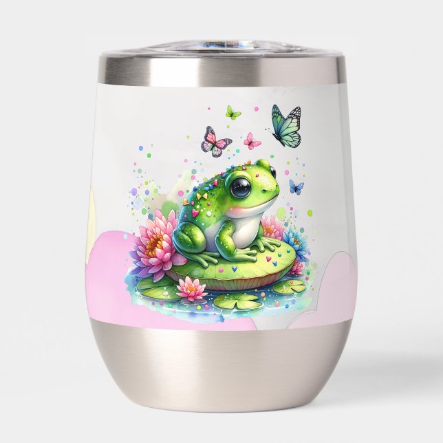 Personalized Frog with Flowers on Lilypad Insulate (Front)