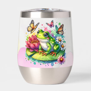 Personalized Frog with Flowers on Lilypad Insulate