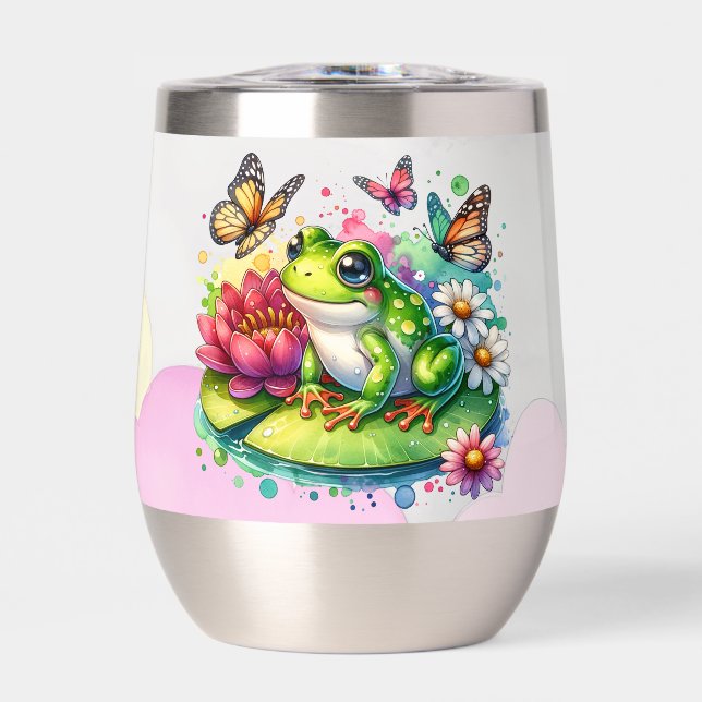 Personalized Frog with Flowers on Lilypad Insulate (Front)