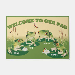 Personalized Frogs DoorMat, Frog Welcome Mat