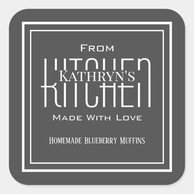 Personalized "From Kitchen" Homemade Food Label (Front)