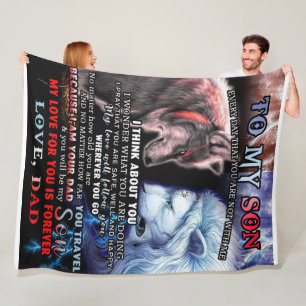 Personalized From Lion Dad To My Wolf Son Fleece Blanket