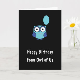 Personalized From Owl of Us Blue Owl Birthday Card