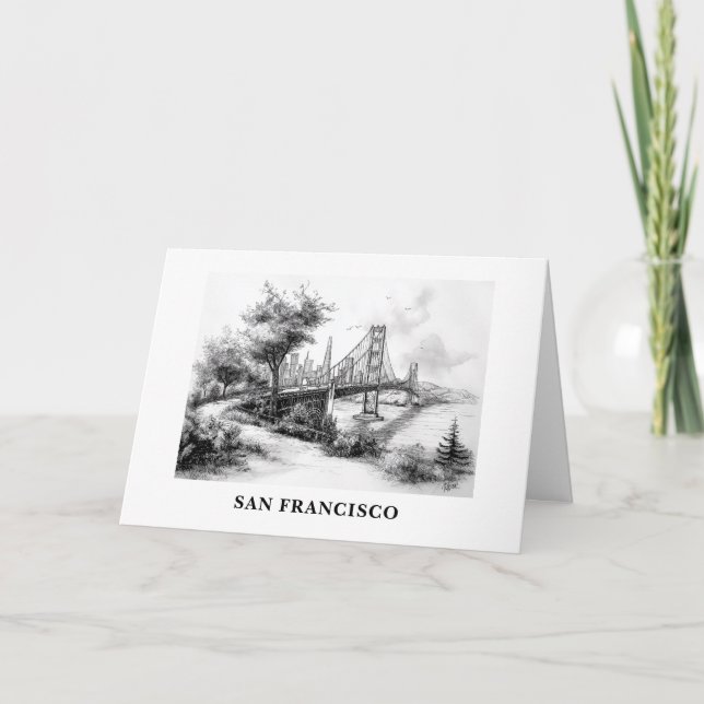Personalized From San Francisco Golden Gate Bridge Holiday Card (Front)