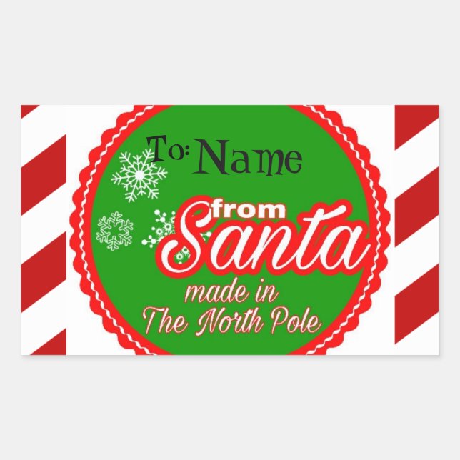 Personalized From Santa kids Christmas Sticker (Front)
