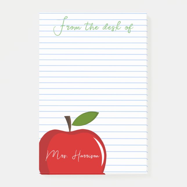 Personalized  from Teacher Red Apple's Desk Post-it Notes (Front)
