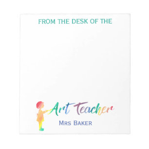 Personalized From The Desk of Art Teacher Colourfu Notepad