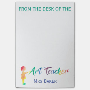 Personalized From The Desk of Art Teacher Colourfu Post-it Notes