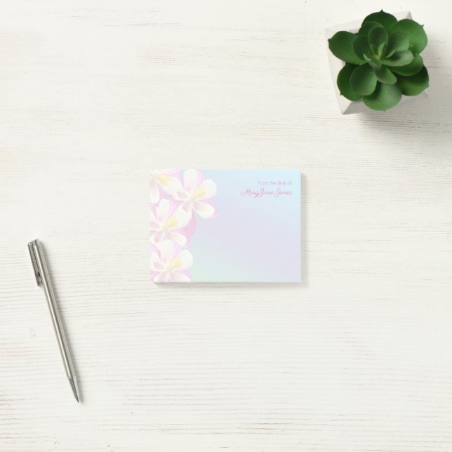 Personalized From the Desk of Columbine Flower Post-it Notes (Office)