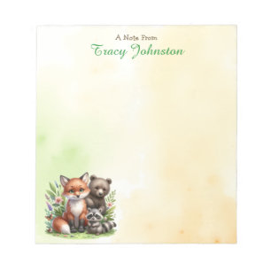 Personalized From the Desk of  Fox, Bear & Raccoon Notepad