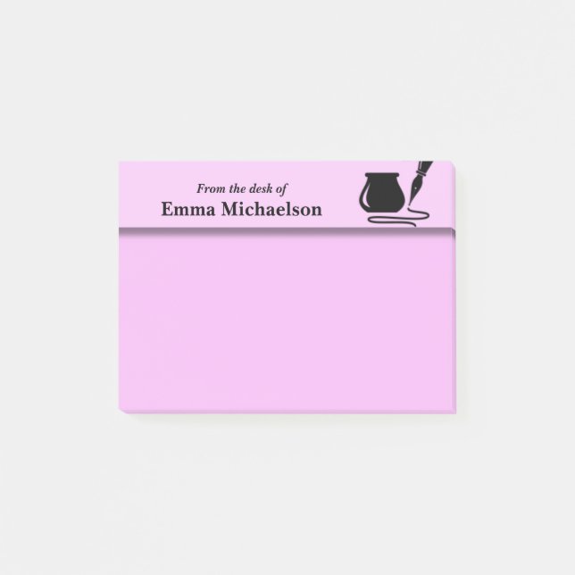 Personalized From the Desk of Office, pink Post-it Notes (Front)