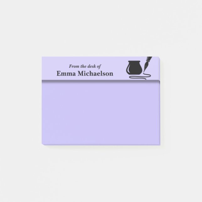 Personalized From the Desk of Office, purple Post-it Notes (Front)