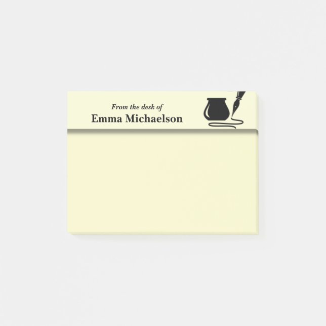 Personalized From the Desk of Office, yellow Post-it Notes (Front)
