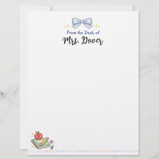 Personalized From the Desk of Teacher Letterhead (Front)