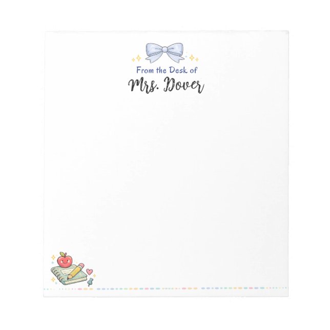 Personalized From the Desk of Teacher Notepad (Front)