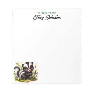 Personalized From the Desk of Watercolor Skunk Notepad