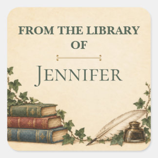 Personalized From the Library Of Bookplate Square Sticker