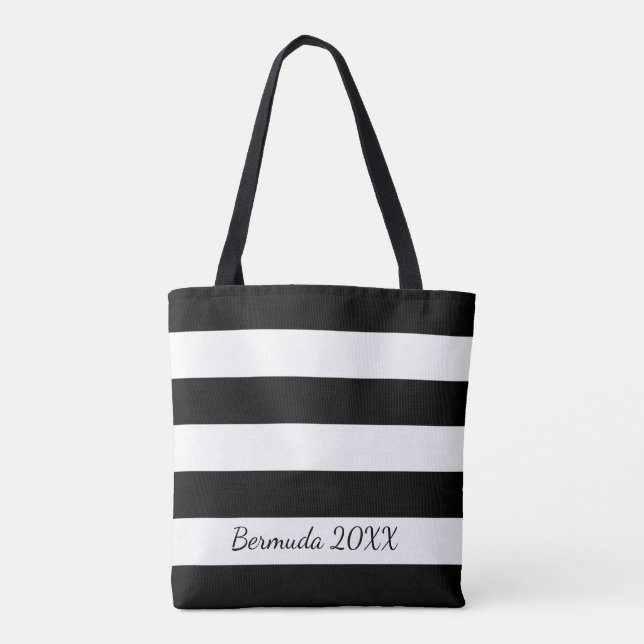 Personalized Front and Back Black Striped Tote (Back)