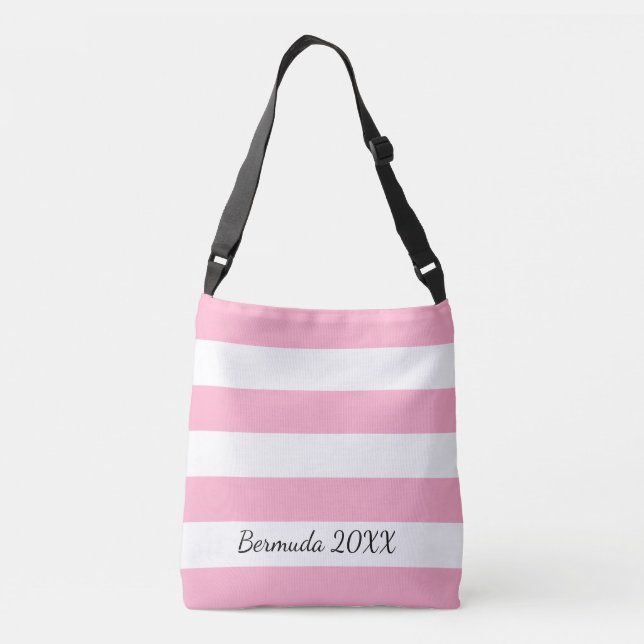 Personalized Front and Back Pink Striped Tote (Back)
