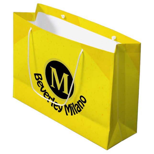 Personalized Front and Back Yellow Gift Bag (Front Angled)