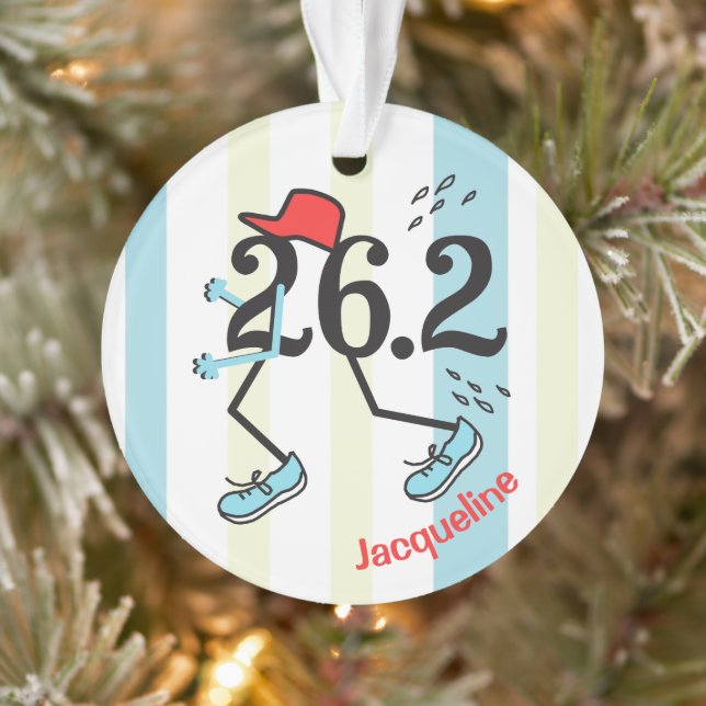 Personalized Front Back Funny Marathon Runner 26.2 Ornament (Tree)