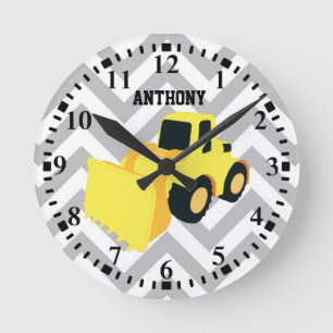 Personalized Front End Loader Construction Truck Round Clock